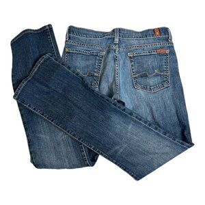 7 For All Mankind Women's Bootcut/Boycut Blue Jeans Size 29 Button Fly Dark